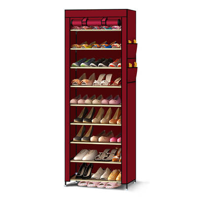 Portable Wardrobe 10 Tier Shoe Rack Storage Cabinet Organiser Wine Cover