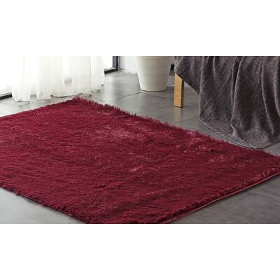 Designer Soft Shag Shaggy Floor Confetti Rug Carpet Decor 120x160cm Burgundy