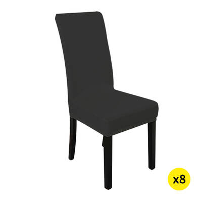 8x Stretch Elastic Chair Covers Black