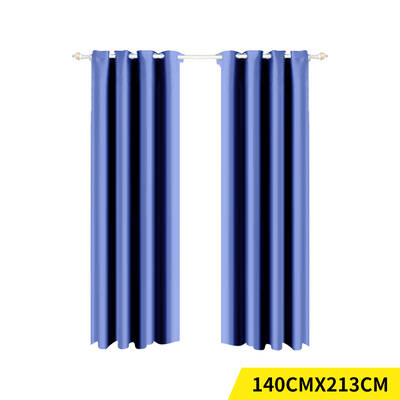 Blockout Eyelet Curtain Room Darkening 140x213cm Navy blue