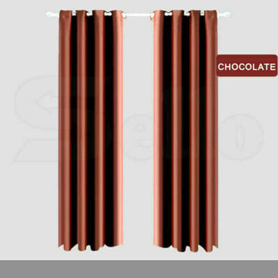 2x Blockout Curtains Panels Blackout 3 Layers Eyelet Room Darkening  140x244cm