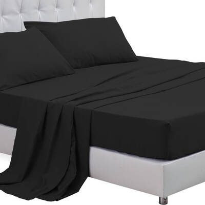 King Size 4 Piece Bed Sheet Set Flat Fitted Pillowcase Blue Colour