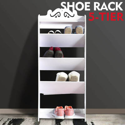 5 Tiers 43 Width Tilt Chic Hollow Shoe Rack Stand Storage Organiser Shelf