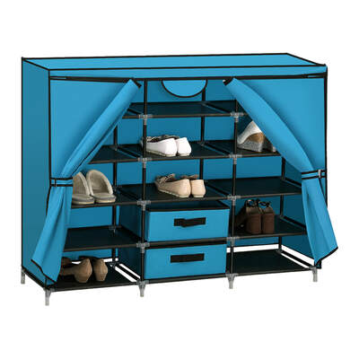 SHOE RACK DIY PORTABLE STORAGE CABINET BLUE