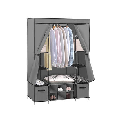 Portable Wardrobe With Shoe Storage Grey