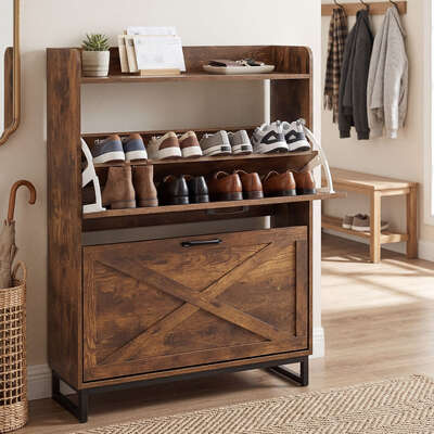 Flip Door Shoe Cabinet 2 Drawer Hallway Storage | EXTG