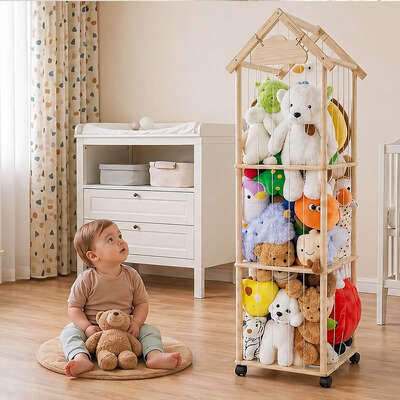 Kids Toy Storage Tower Pine Wood 150cm | EXTG