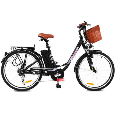 Phoenix 26" Electric Bike eBike e-Bike Bicycle City Battery Motorized with Basket Black