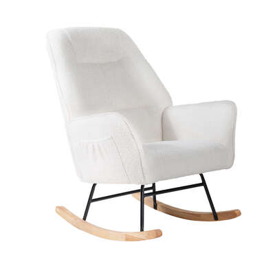 Rocking Chair Armchair Sherpa Accent Upholstered White Living Room Seat