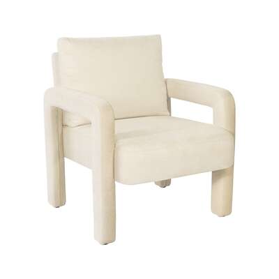 Armchair Velvet Chairs 1 Seater Lounge Sofa Chair Beige