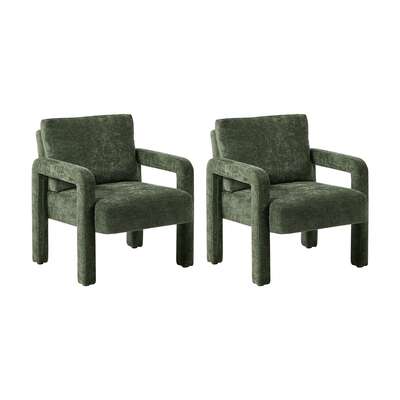2x Velvet Armchair Accent Chair 1 Seater Lounge Sofa Green Upholstered Seating