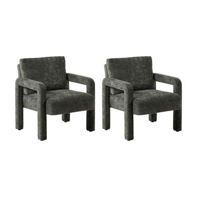 2x Velvet Armchair Accent Chair 1 Seater Lounge Sofa Grey Upholstered Seating