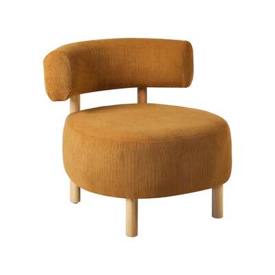 Wooden Armchair Lounge Chair Velvet Accent Armchair Orange Living Room