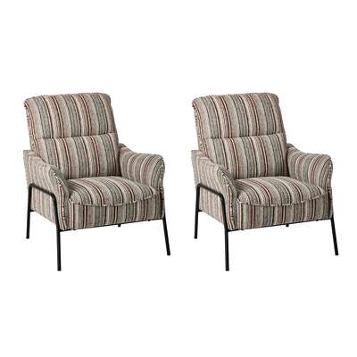 2x Armchair Chenille Fabric Lounge Chair Accent Chair Brown