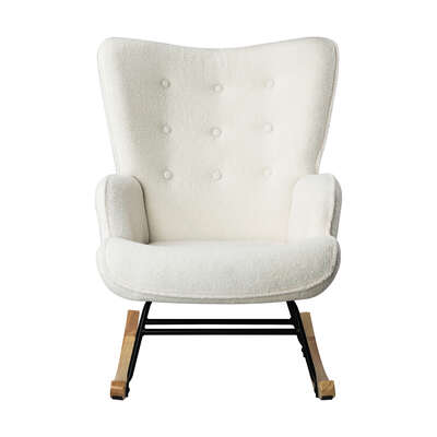 Rocking Chair Nursing Armchair Sherpa White