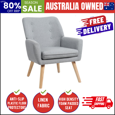 Armchair Linen Fabric Grey