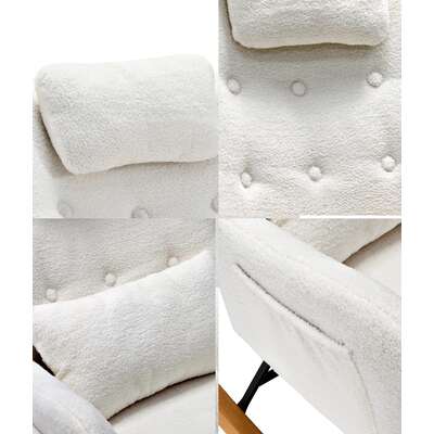 Rocking Chair Nursing Armchair Sherpa Accent Chairs With 2 Pillow White