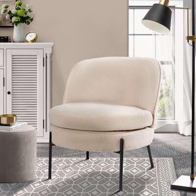 Boucle Armchair Wide Padded Seat Beige | EXTG