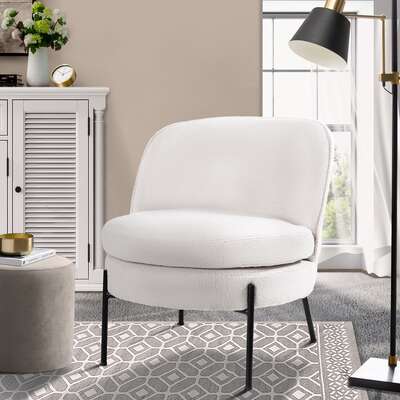 Wide Boucle Armchair Padded Seat White | EXTG