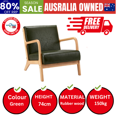 Armchair Lounge Chair Couches Sofa Wood PU Green