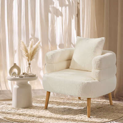 White Sherpa Tub Armchair Accent Chair | EXTG
