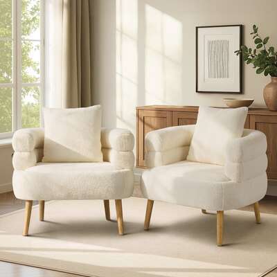 Sherpa Tub Armchair Set 2 White Lounge | EXTG