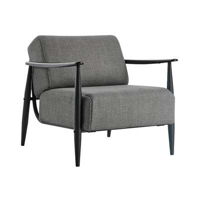 Wooden Armchair Lounge Sofa Fabric Accent Chair Grey Living Room Seat