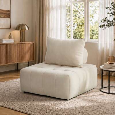 Chenille Floor Sofa Chair Modular Beige | EXTG