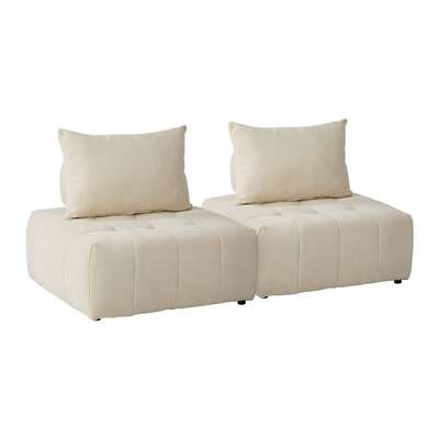 Chenille Floor Sofa Set 2pc Modular Beige | EXTG