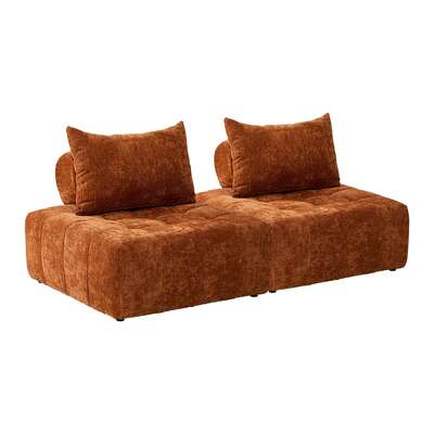 Chenille Floor Sofa Chairs Modular 2-Pack Brown | EXTG