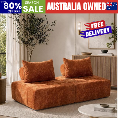 Chenille Floor Sofa Chairs Modular 2-Pack Brown | EXTG