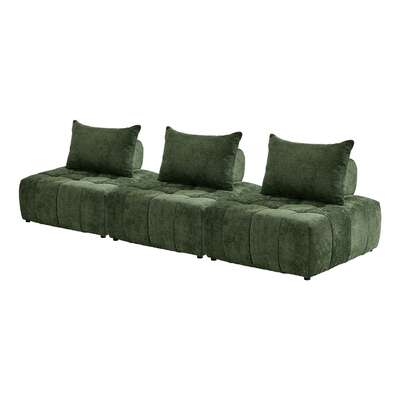 Chenille Modular Lounge 3-Piece Armless Green | EXTG