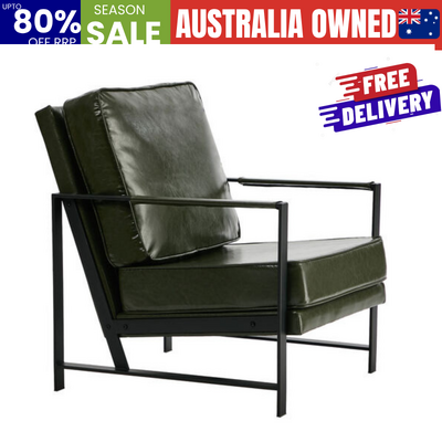 Green Faux Leather Armchair 65x71x80cm