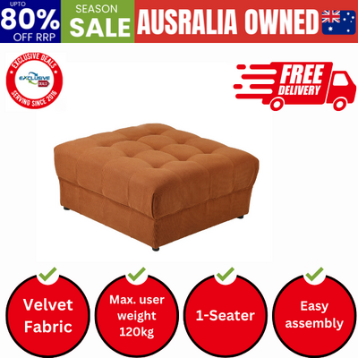 1 Seater Velvet Modular Ottoman Armless TOFU Brown
