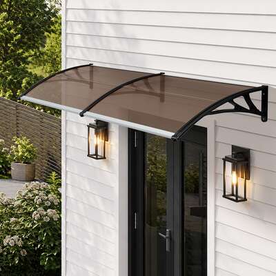 Door Awning Brown Sun Shield 300x100x26cm