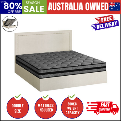 Bed Frame With Mattress Set Double Size Gas Lift Storage ADI