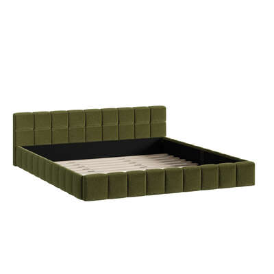Bed Frame King Size Tufted Headboard Green Boucle