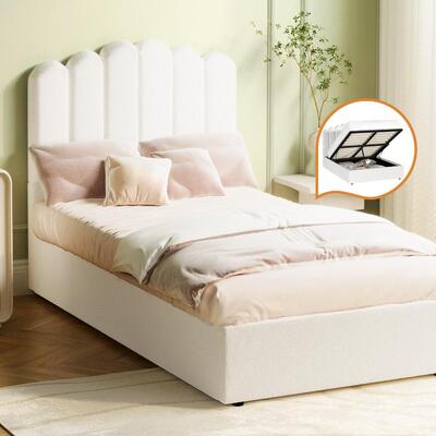 Bed Frame King Single Size Gas Lift Beds Platform Boucle