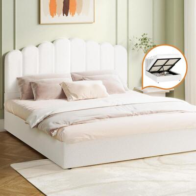 Bed Frame Queen Size Gas Lift Beds Platform Boucle