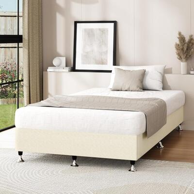  Bed Frame Single Size Bed Base Platform Beige