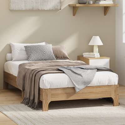 King Single Wooden Bed Frame Natural 203x107x30cm