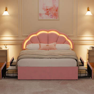 Double Bed Frame Velvet Headboard king single