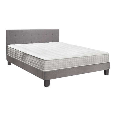 King Size Wooden Bed Frame Platform Base with Bonnell Spring Mattress Grey
