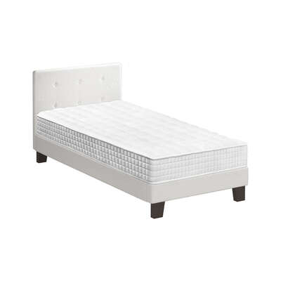 Single Bed Frame Wooden Platform with Mattress White