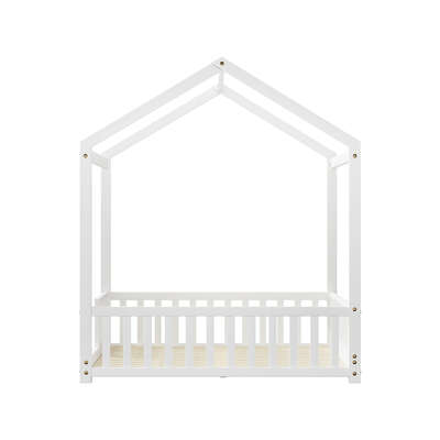 Kids Wooden Bed Frame House Beds Platform Double White Timber Pine