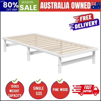 Wooden Bed Frame Single Beds Base Solid Pine Timber Platform White