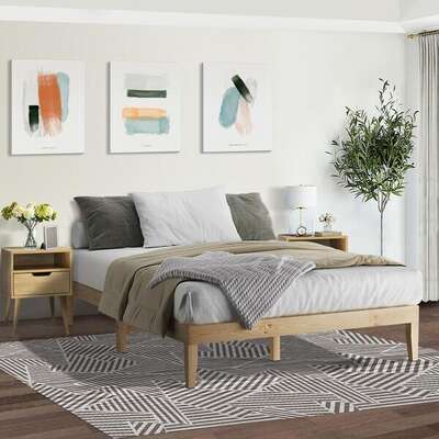 Bed Frame King Size Pine Wood Bed Base