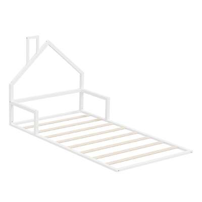 Wooden Kids Bed Frame Floor Bed Chimney King Single White Wood Bedroom