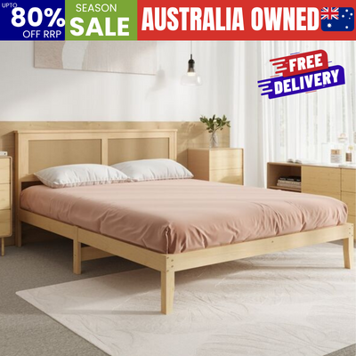 Wooden Queen Bed Frame Natural 213x161x94cm