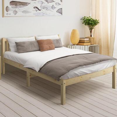 Wooden Bed Frame Mattress Base Slat Support Platform Bed Queen Size